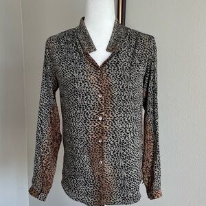 Leopard Print Button-Up Blouse Size S